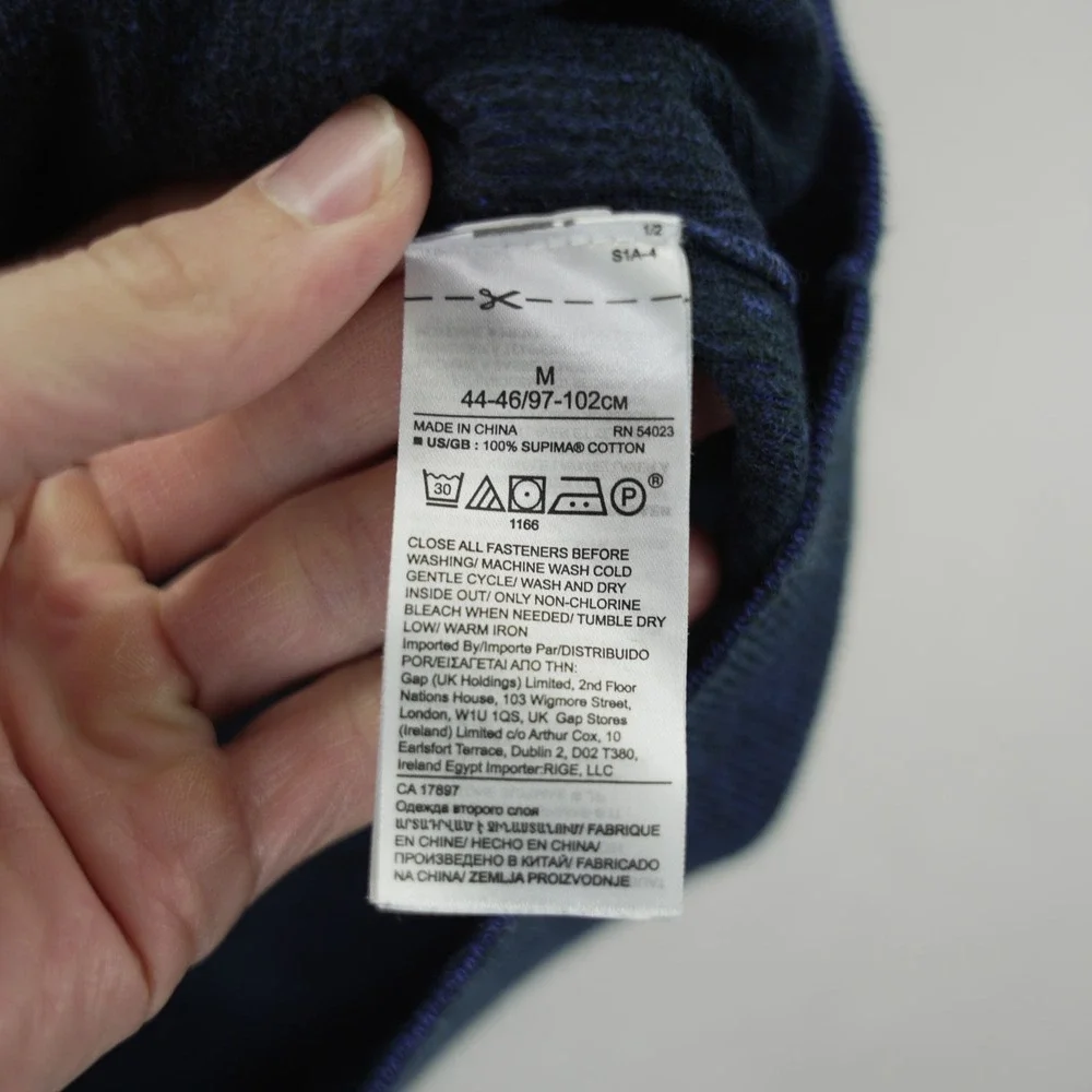 Banana Republic Mens Navy Blue 100% Supima Cotton Quarter Zip Sweater Medium